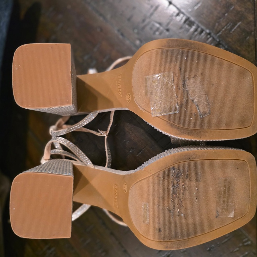 BAMBOO Silver Rhinestone Platform Heels - Picture 5 of 5